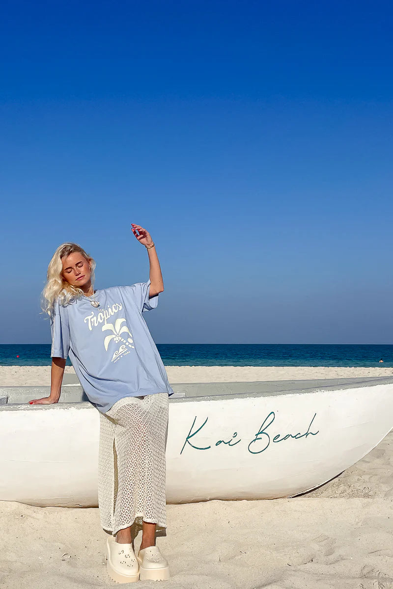 Palm Tropics T-Shirt | Pale Blue