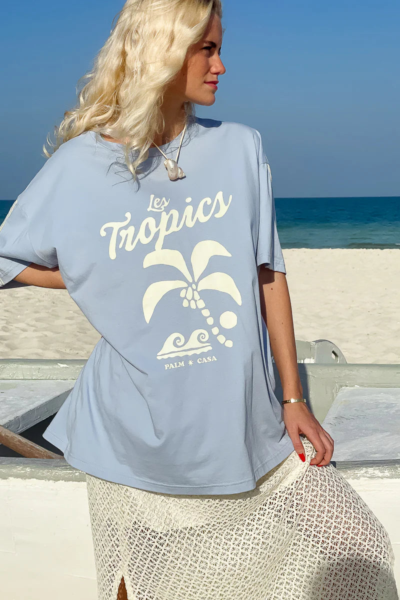 Palm Tropics T-Shirt | Pale Blue