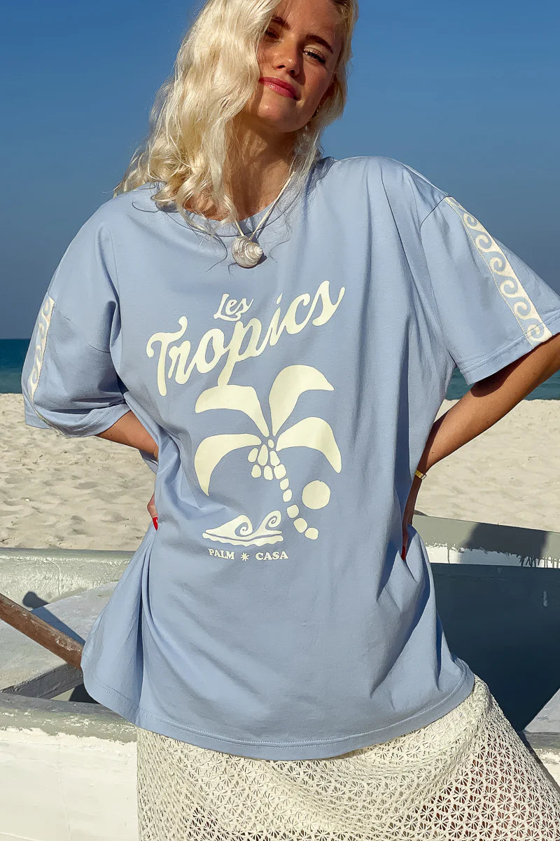 Palm Tropics T-Shirt | Pale Blue