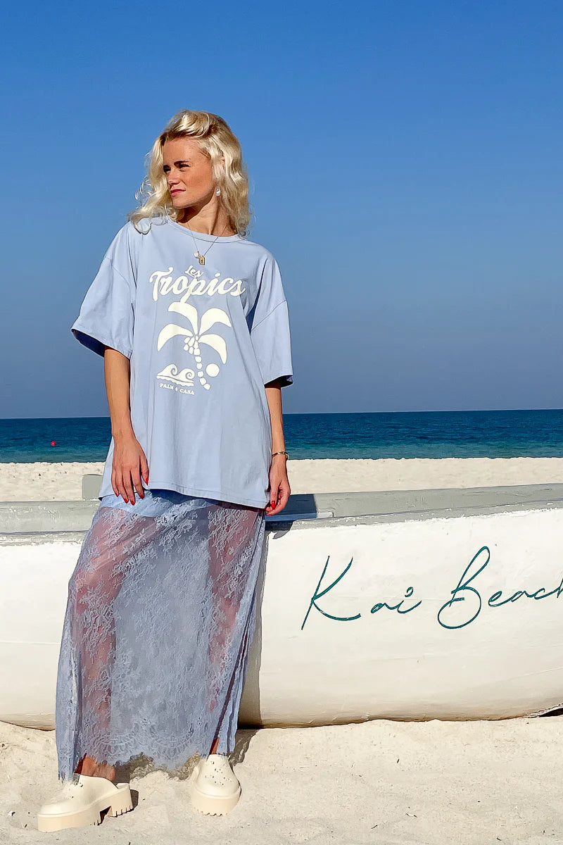 Palm Tropics T-Shirt | Pale Blue