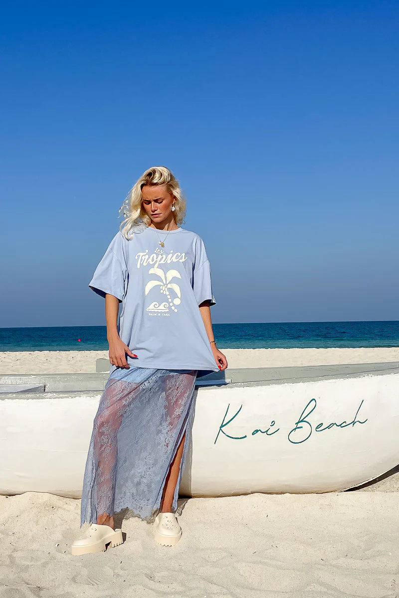 Palm Tropics T-Shirt | Pale Blue