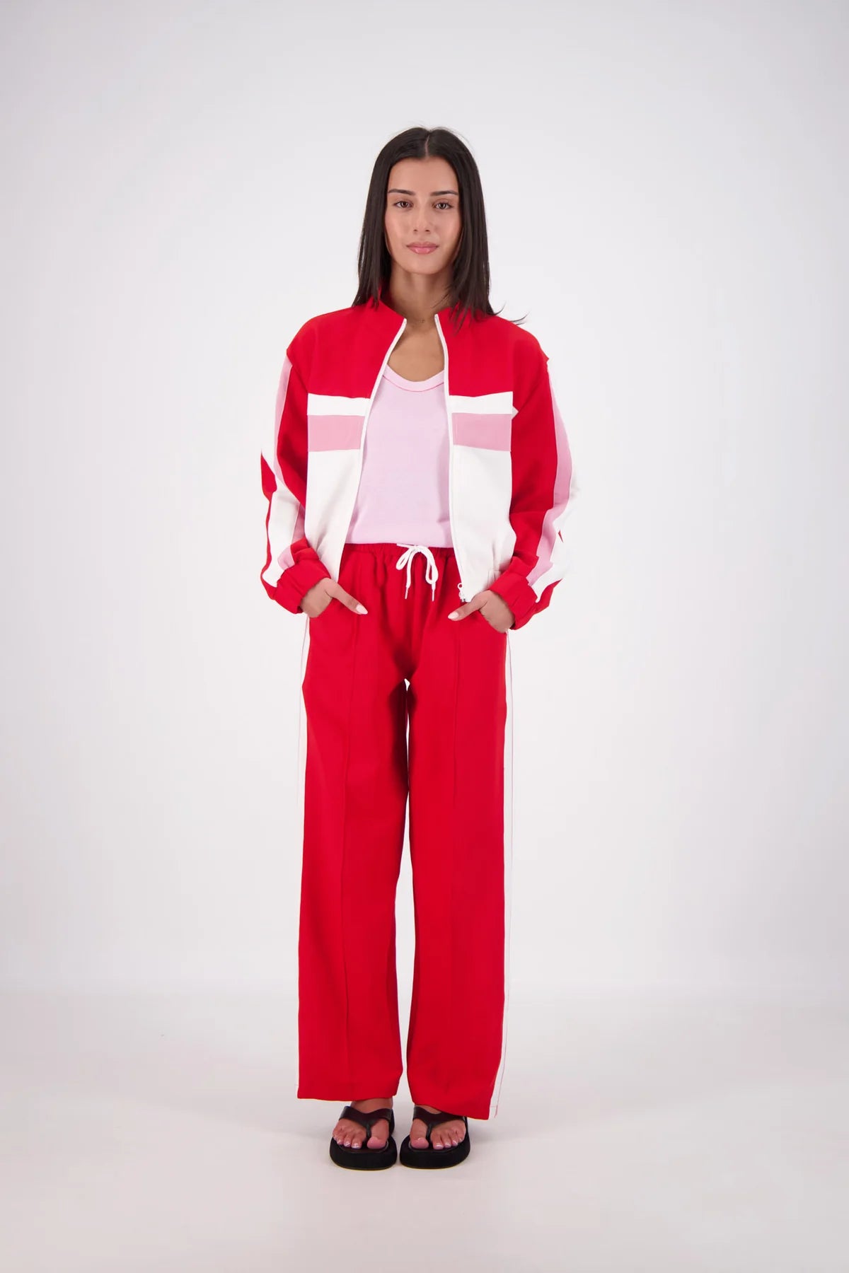 Cassis Funnel Neck Jacket Red/Pink