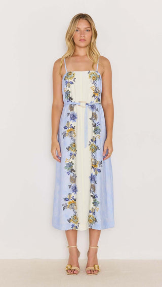 Lucia Blue & Cream Floral Midi Dress