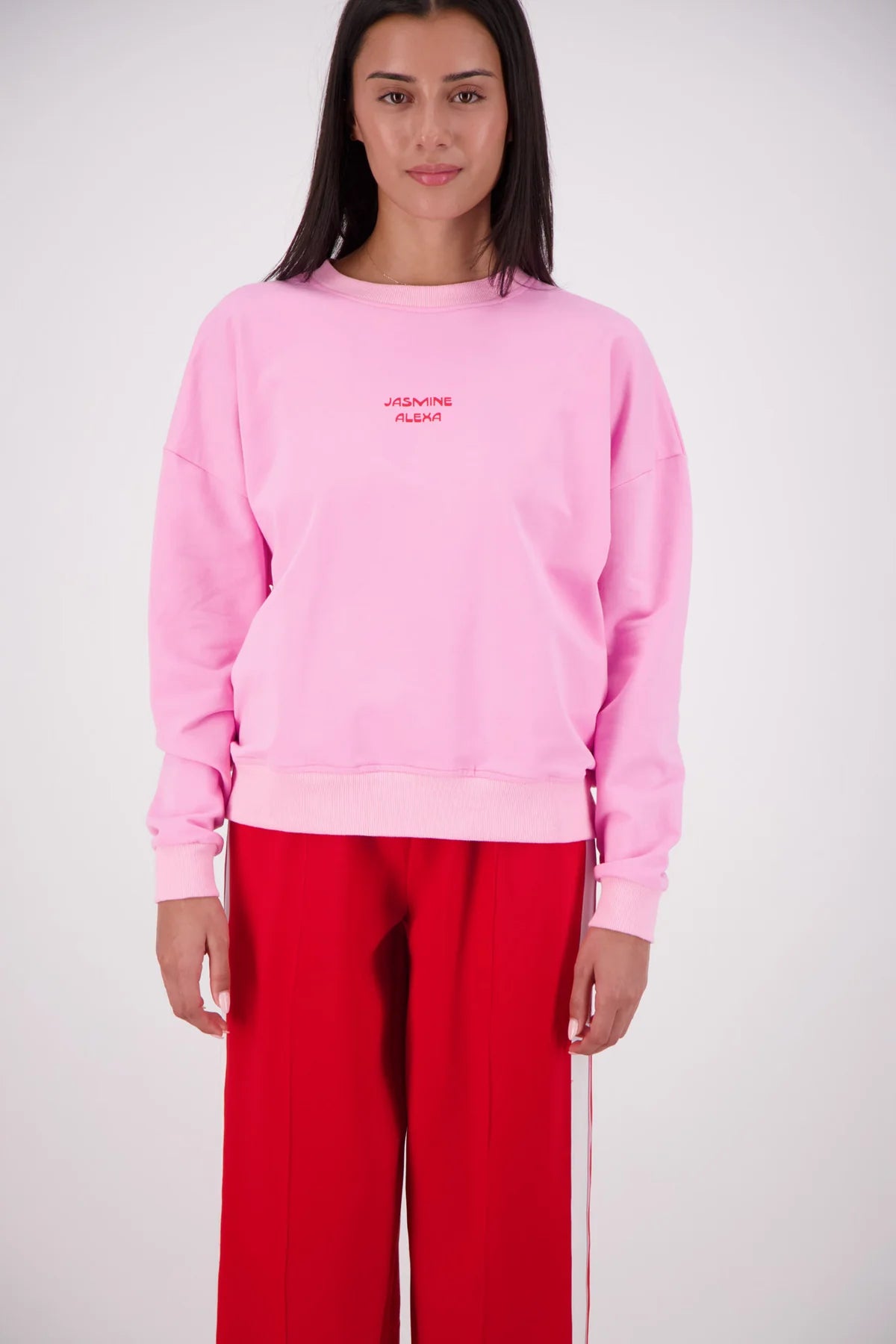 Relaxed Crew Neck Sweatshirt Pink