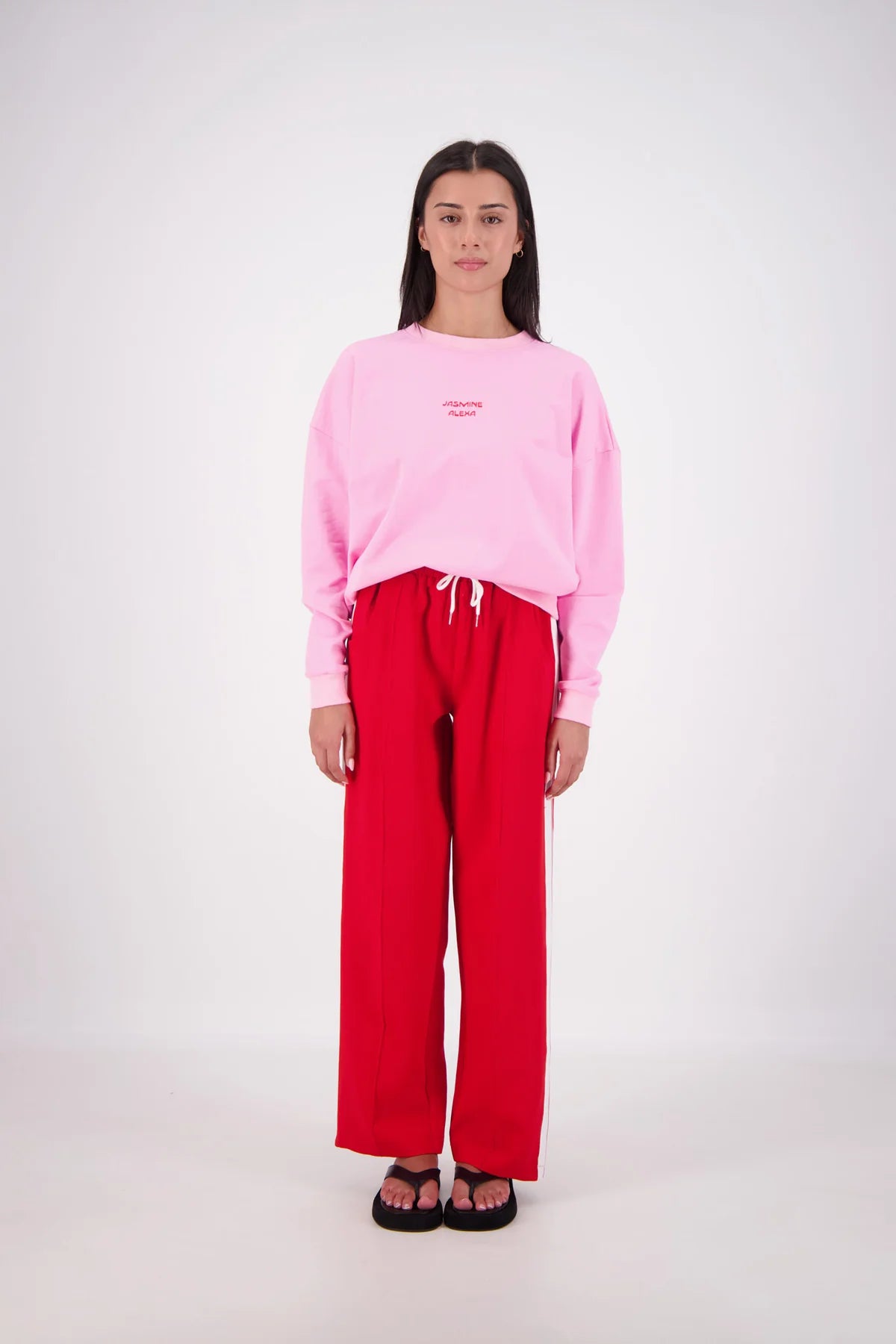 Relaxed Crew Neck Sweatshirt Pink