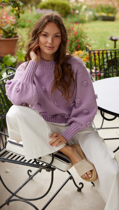 Daisy Flower Knit - Lilac