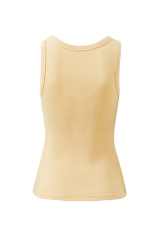 Zoe Contour Rib Scoop Tank - Butter/Prussian Blue Monogram