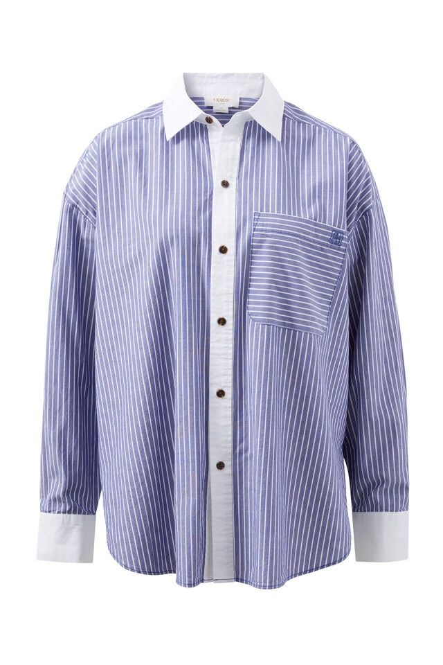Peta Oversized Shirt College Blue White Stripe