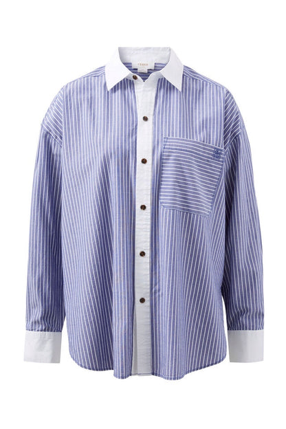 Peta Oversized Shirt College Blue White Stripe