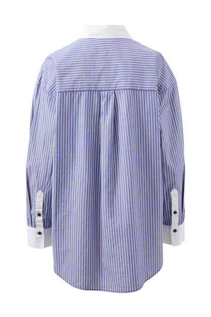 Peta Oversized Shirt College Blue White Stripe