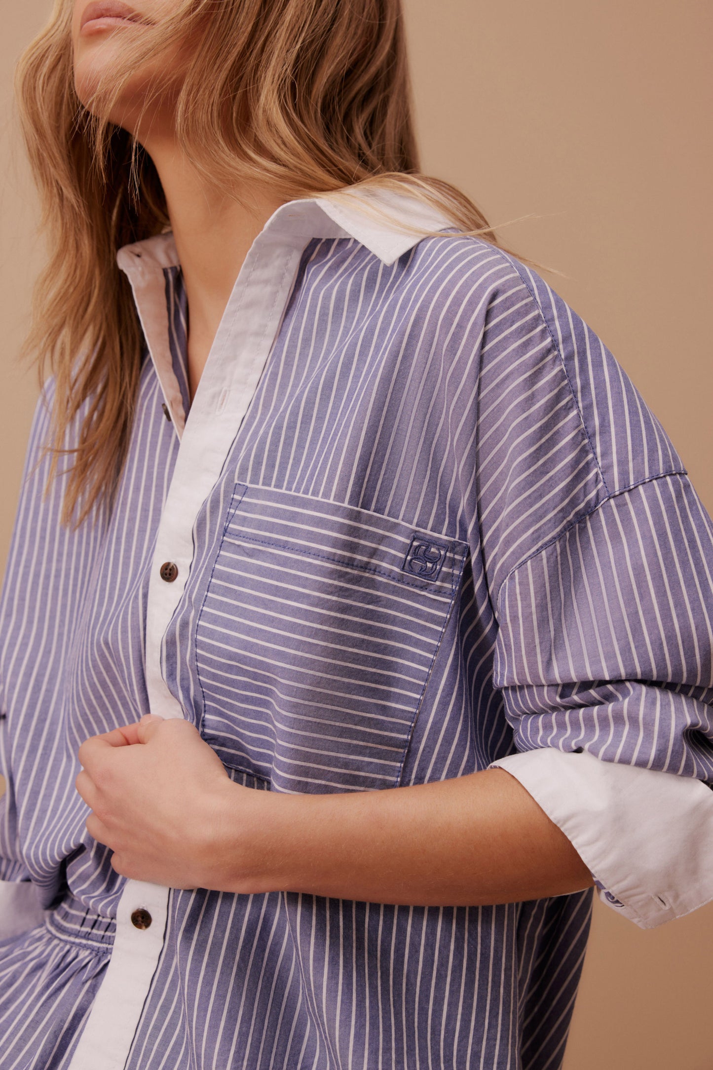 Peta Oversized Shirt College Blue White Stripe