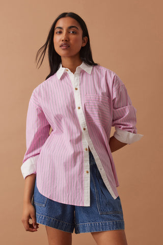 Peta Oversized Shirt Hibiscus Pink