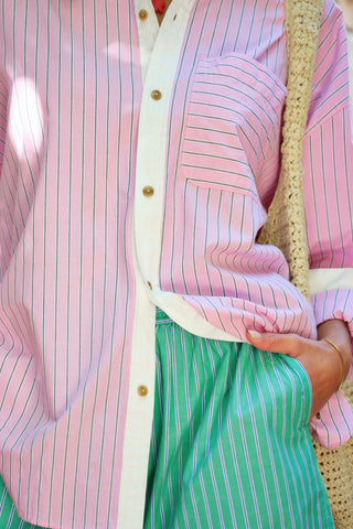 Peta Oversized Shirt Hibiscus Pink