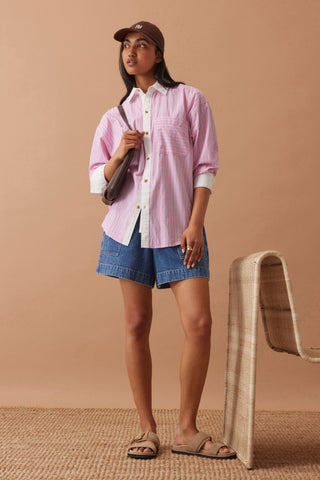 Peta Oversized Shirt Hibiscus Pink