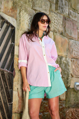 Peta Oversized Shirt Hibiscus Pink