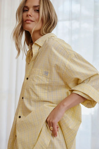 Peta Oversized Shirt - Faded Sun Check