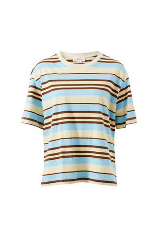 Stevie Slouchy Tee - Butter/Toffee/Fresh Blue Stripe