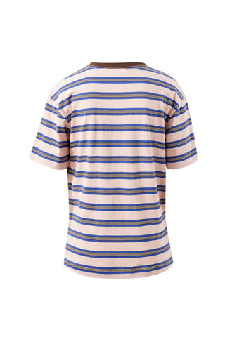Stevie Slouchy Tee - Chalk Pink/Polo Blue/Choc Stripe, detail view