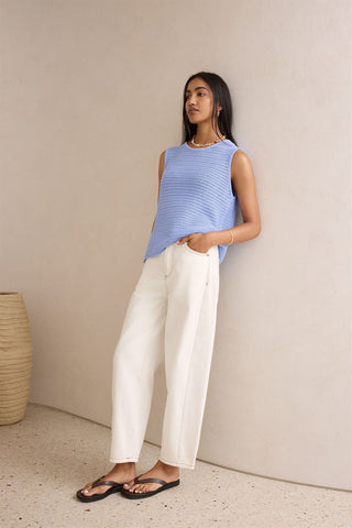 Margot Mesh Knit Tank - Sky Blue