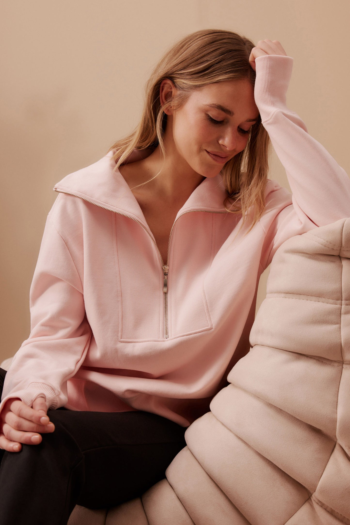 ISABELLA HALF ZIP SWEAT Pink