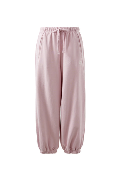 BARREL LEG TRACKPANT/BLUSH EMBROIDERY LOGO