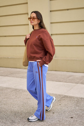 Gigi Wide Leg Terry Trackpant Vintage Blue
