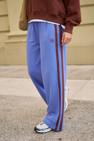 Gigi Wide Leg Terry Trackpant Vintage Blue