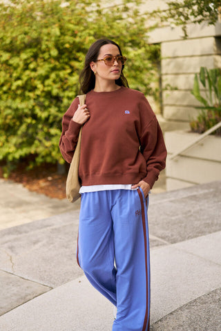 Gigi Wide Leg Terry Trackpant Vintage Blue
