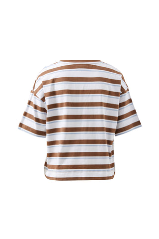 BOXY POCKET TEE white milk choc chalk stripe