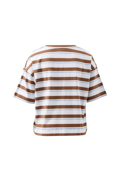 BOXY POCKET TEE white milk choc chalk stripe