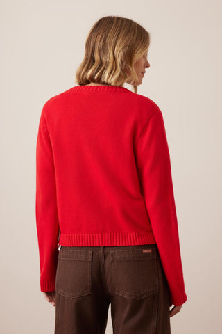 Nelly Long Sleeve Knit Cardi - Fiery Red