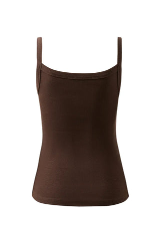 Sophie Rib Singlet - Brunette Brown