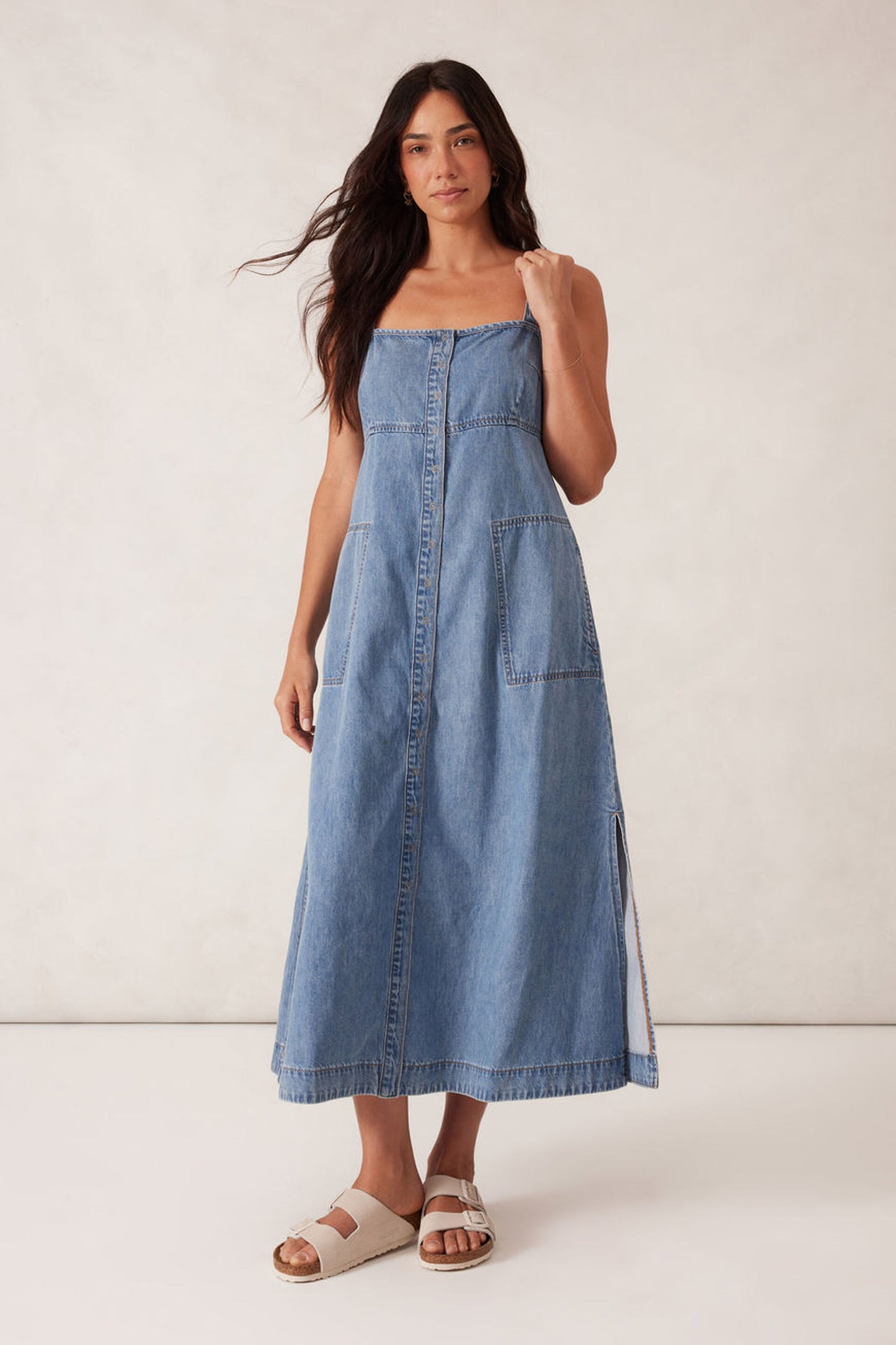 DENIM BEACH DRESS/WORN BLUE