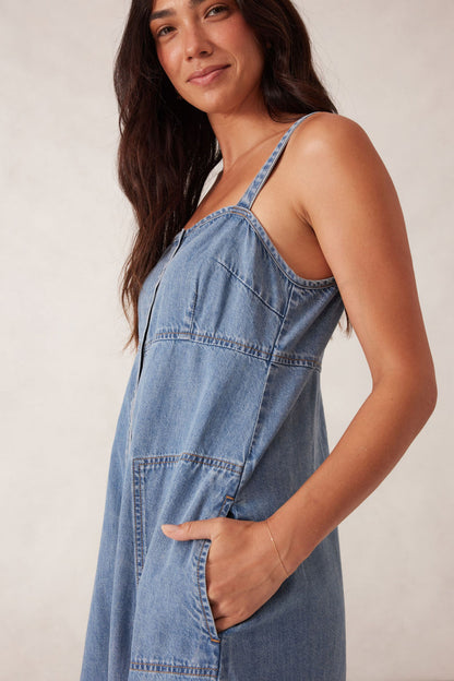 DENIM BEACH DRESS/WORN BLUE