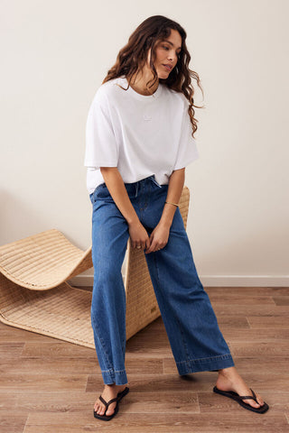 Andie Wide Leg Drawstring Pant - Fresh Indigo