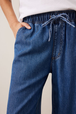 Andie Wide Leg Drawstring Pant - Fresh Indigo