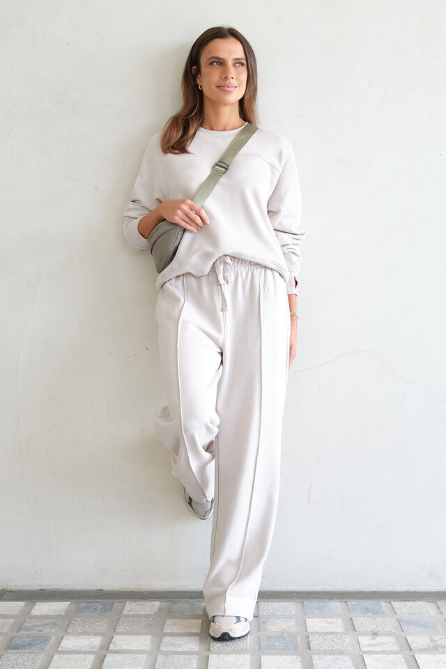Gracie Relaxed Pin Tuck Trackpant Almond