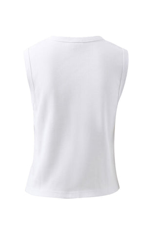 Lyla Button Through Rib Tank - White