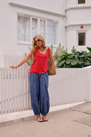 Bloom Slouchy Scoop Tank - Heritage Red