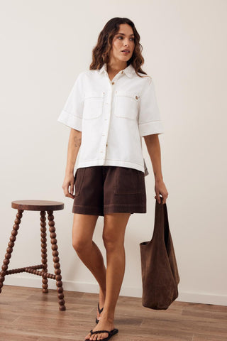 Noa Short Sleeve Shirt - Fresh Ecru