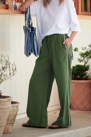 Resort Pant - Basil Side Stripe