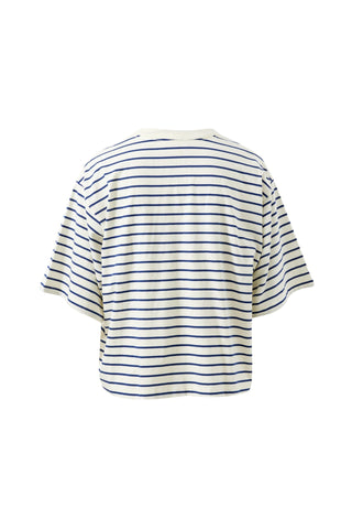 Phoebe Premium Tee - Milk/Prussian Blue Stripe