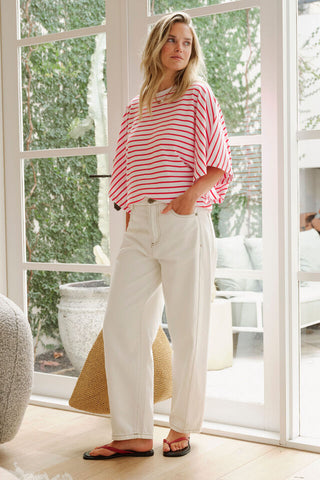 Leah Tapered Barrel Jean - Fresh Ecru