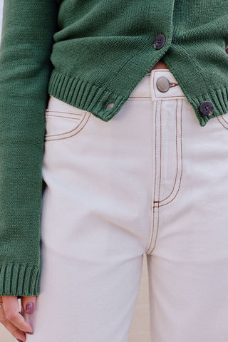 Leah Tapered Barrel Jean - Fresh Ecru