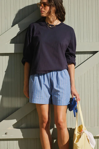 Beau Long Sleeve Slouchy Tee - True Navy