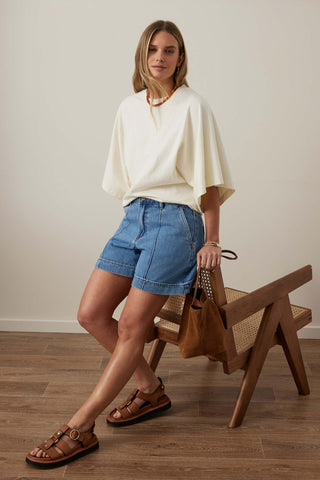 Lucy Relaxed Sleeve Tee - Milk