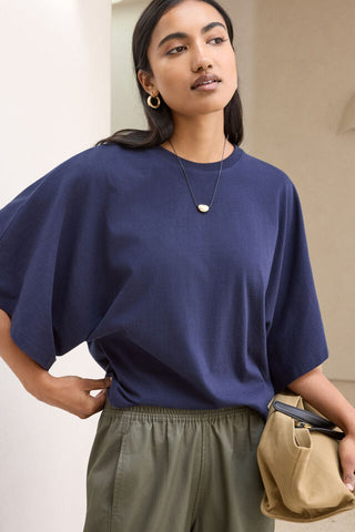 Lucy Relaxed Sleeve Tee - Navy