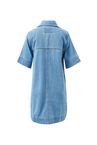 Bonnie Relaxed Shirt Dress - Vintage Blue, detail view