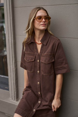 Bonnie Relaxed Shirt Dress - Chocolate