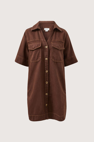 Bonnie Relaxed Shirt Dress - Chocolate